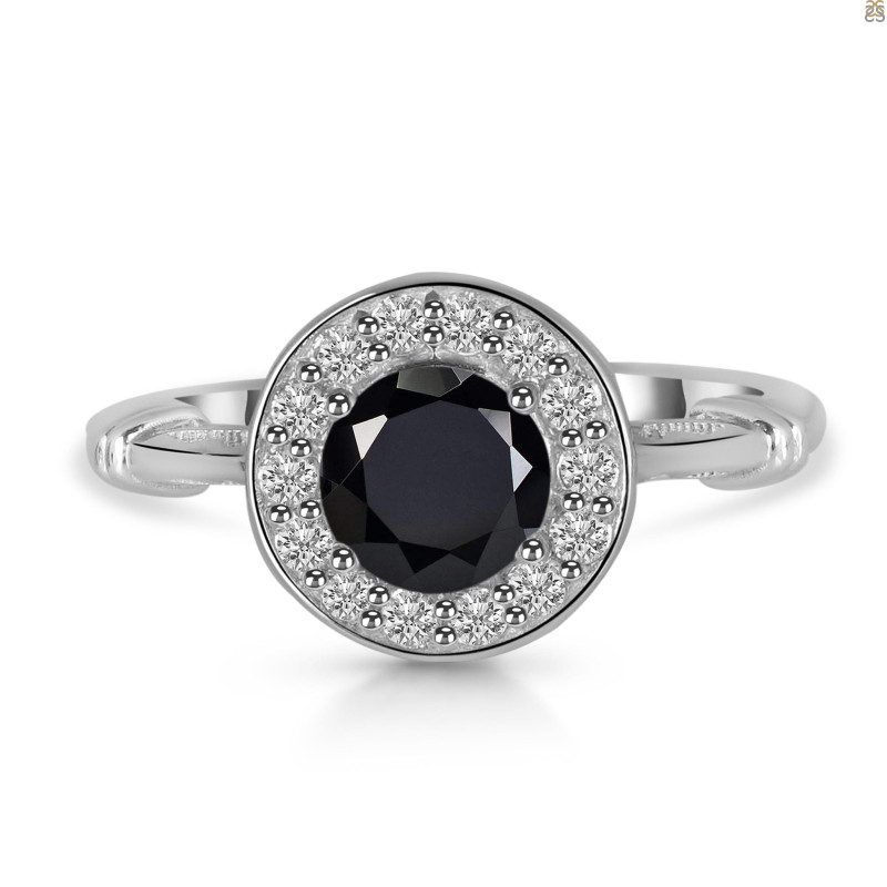 Black Tourmaline & White Topaz Ring BLS-RDR-364.