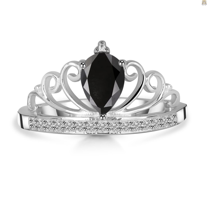 Black Tourmaline & White Topaz Ring BLS-RDR-365.