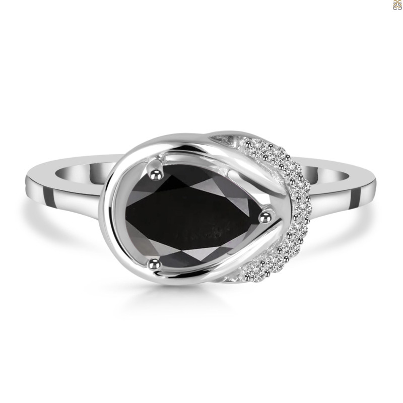 Black Tourmaline & White Topaz Ring BLS-RDR-367.