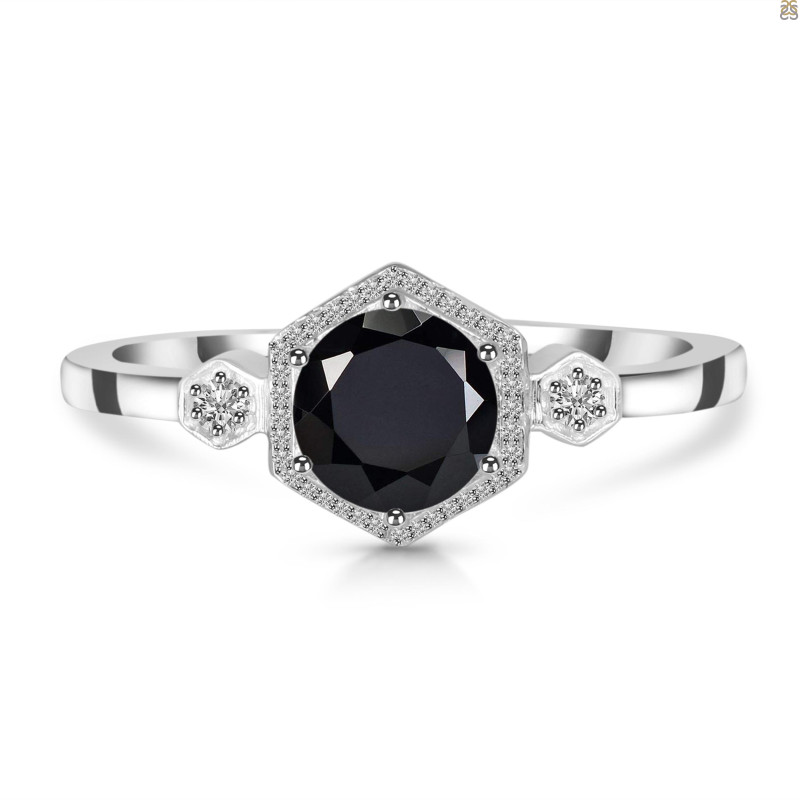 Black Tourmaline & White Topaz Ring BLS-RDR-373.