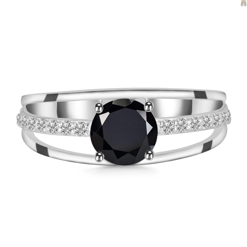 Black Tourmaline & White Topaz Ring BLS-RDR-377.