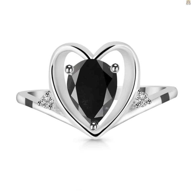 Black Tourmaline & White Topaz Ring BLS-RDR-379.
