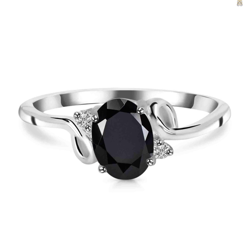 Black Tourmaline & White Topaz Ring BLS-RDR-383.