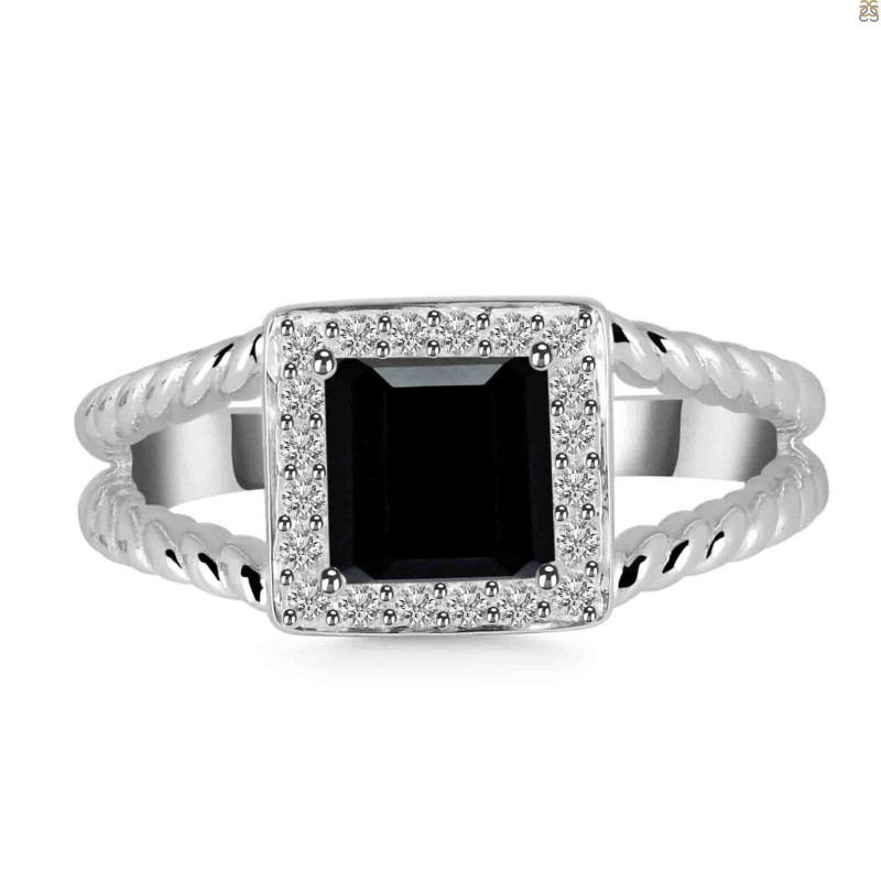 Black Tourmaline & White Topaz Ring BLS-RDR-388.