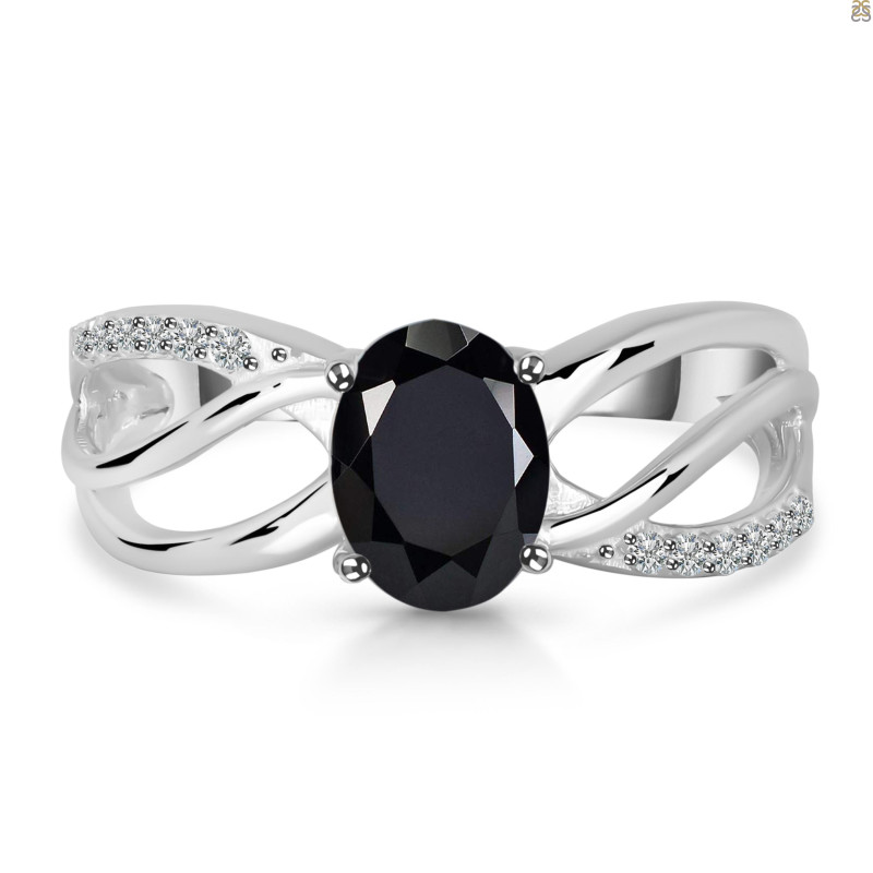 Black Tourmaline & White Topaz Ring BLS-RDR-395.
