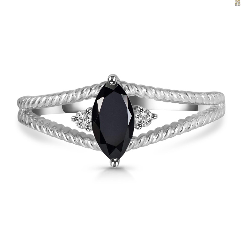 Black Tourmaline & White Topaz Ring BLS-RDR-396.