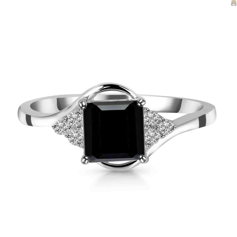 Black Tourmaline & White Topaz Ring BLS-RDR-399.