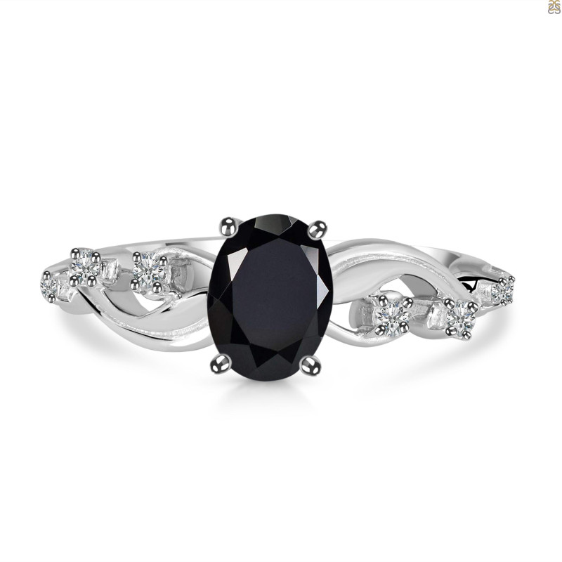 Black Tourmaline & White Topaz Ring BLS-RDR-402.