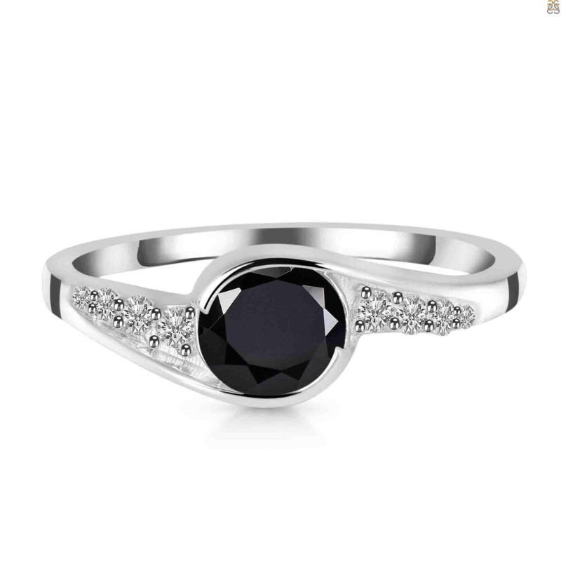 Black Tourmaline & White Topaz Ring BLS-RDR-403.