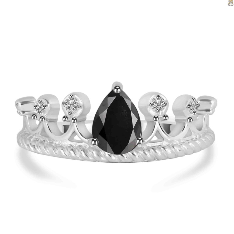 Black Tourmaline & White Topaz Ring BLS-RDR-405.