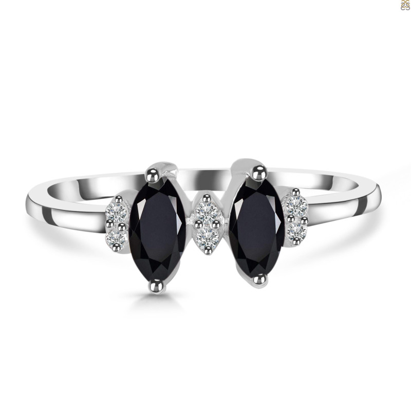 Black Tourmaline & White Topaz Ring BLS-RDR-418.