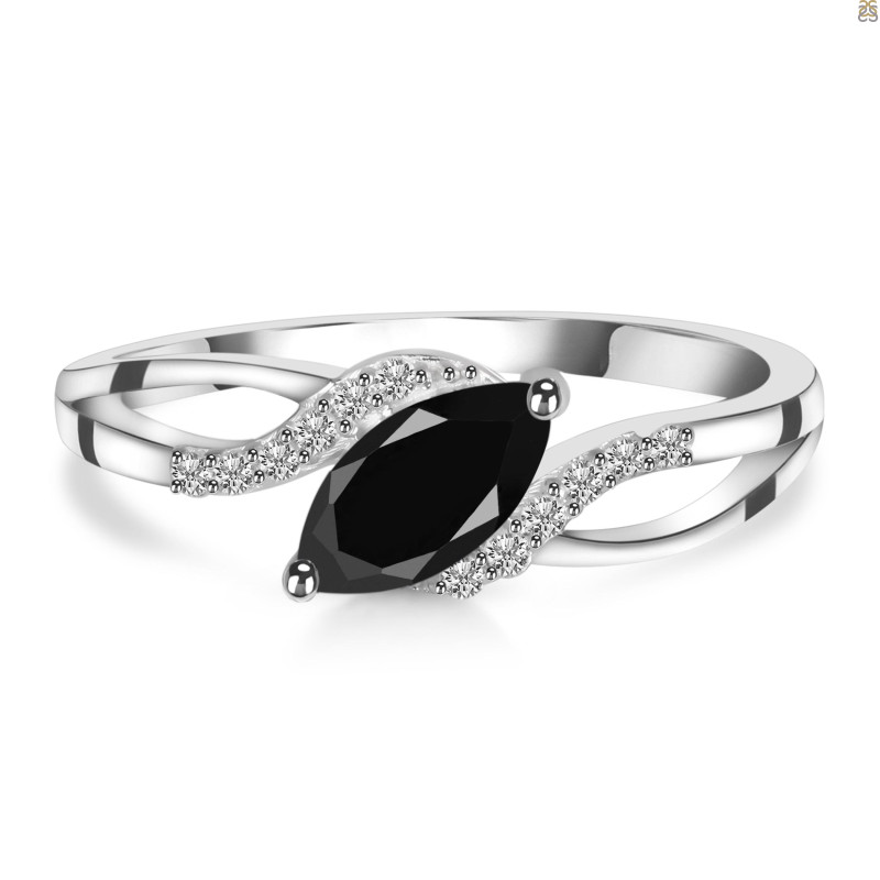 Black Tourmaline & White Topaz Ring BLS-RDR-422.