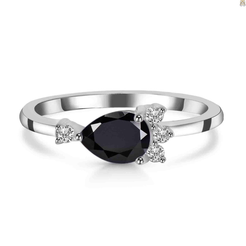 Black Tourmaline & White Topaz Ring BLS-RDR-433.