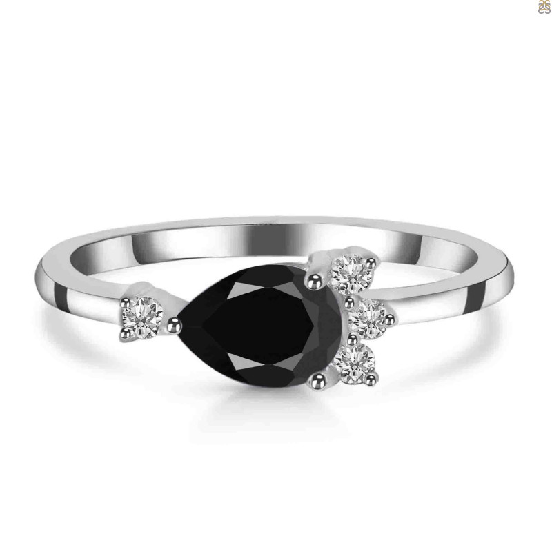 Black Tourmaline & White Topaz Ring BLS-RDR-433.