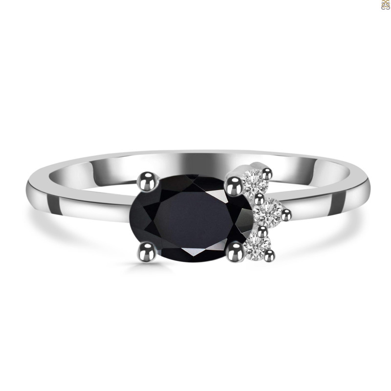 Black Tourmaline & White Topaz Ring BLS-RDR-435.