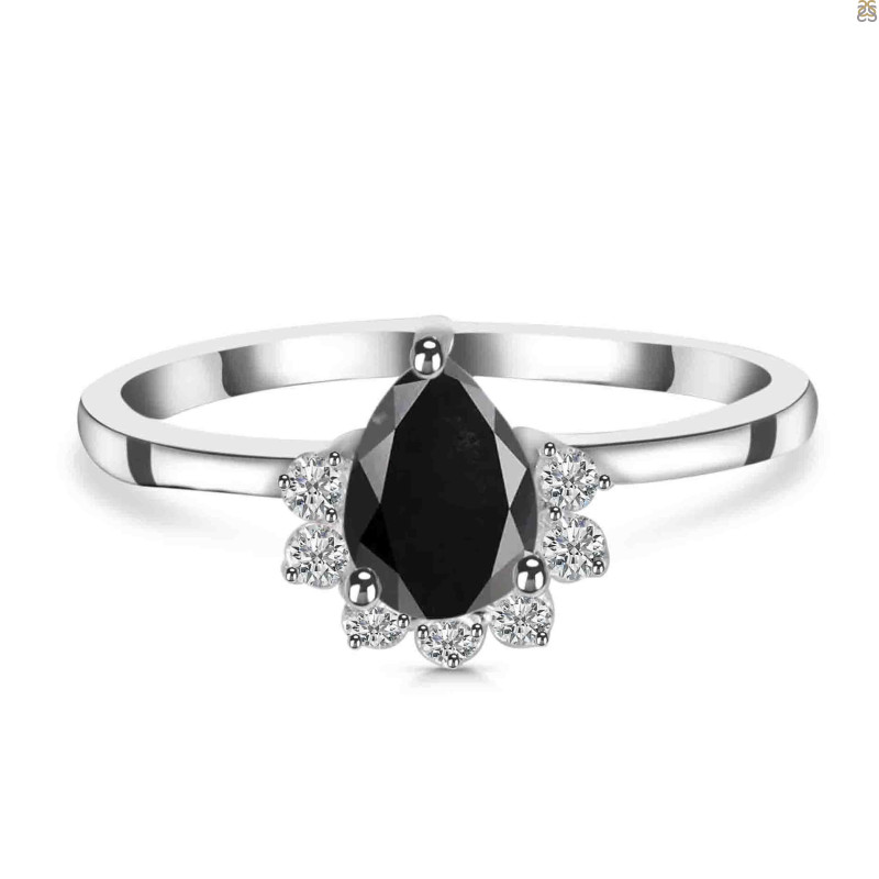 Black Tourmaline & White Topaz Ring BLS-RDR-436.