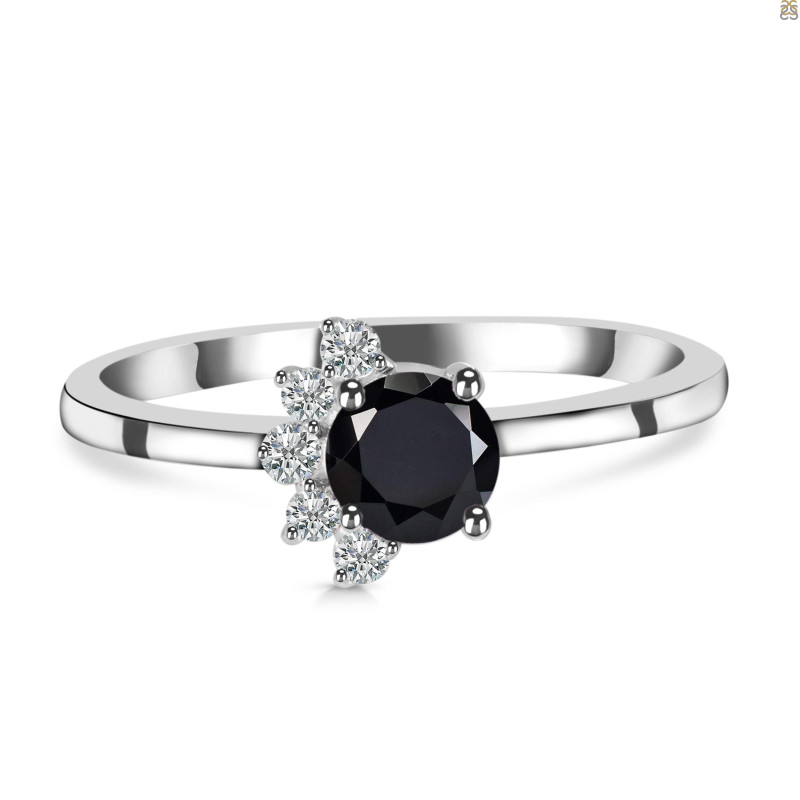 Black Tourmaline & White Topaz Ring BLS-RDR-437.