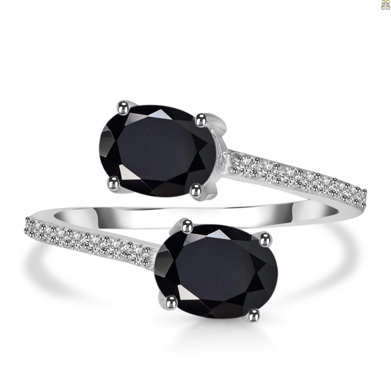 Black Tourmaline & White Topaz Ring BLS-RDR-440.