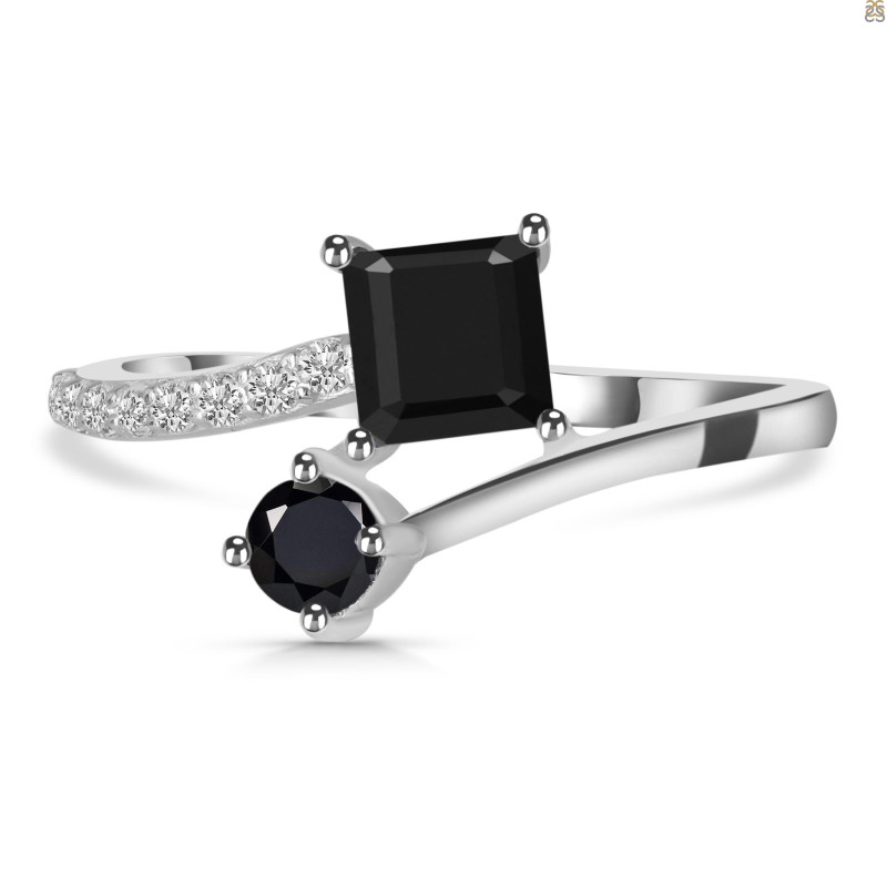 Black Tourmaline & White Topaz Ring BLS-RDR-441.