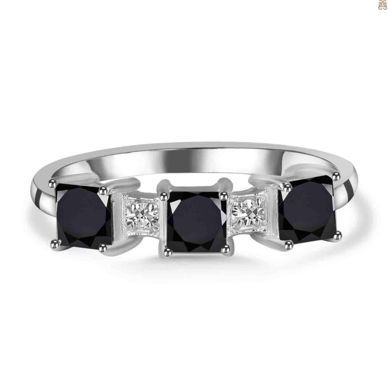 Black Tourmaline & White Topaz Ring BLS-RDR-443.