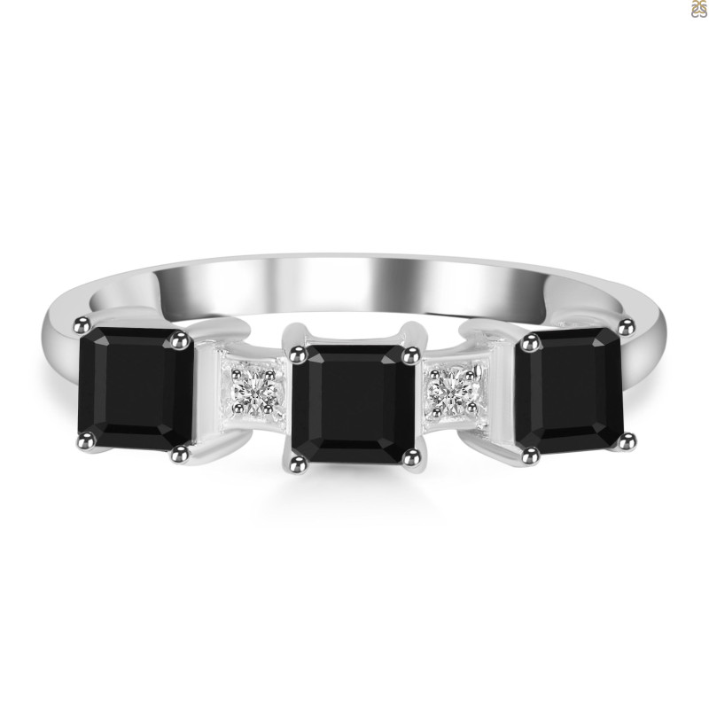 Black Tourmaline & White Topaz Ring BLS-RDR-443.