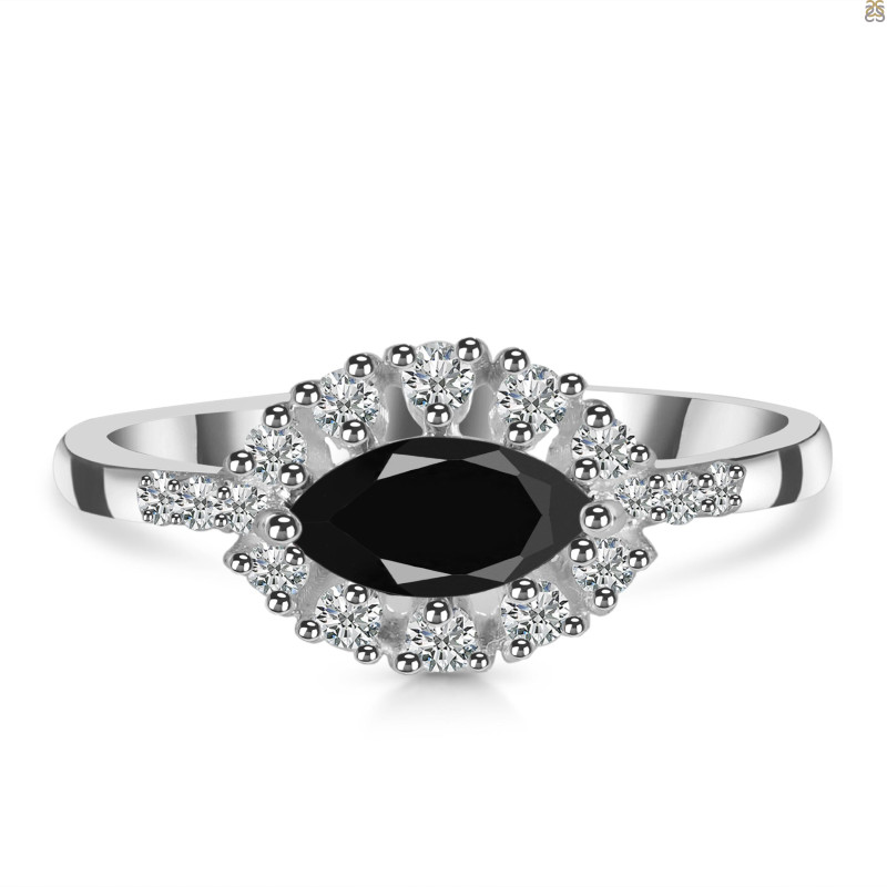 Black Tourmaline & White Topaz Ring BLS-RDR-446.