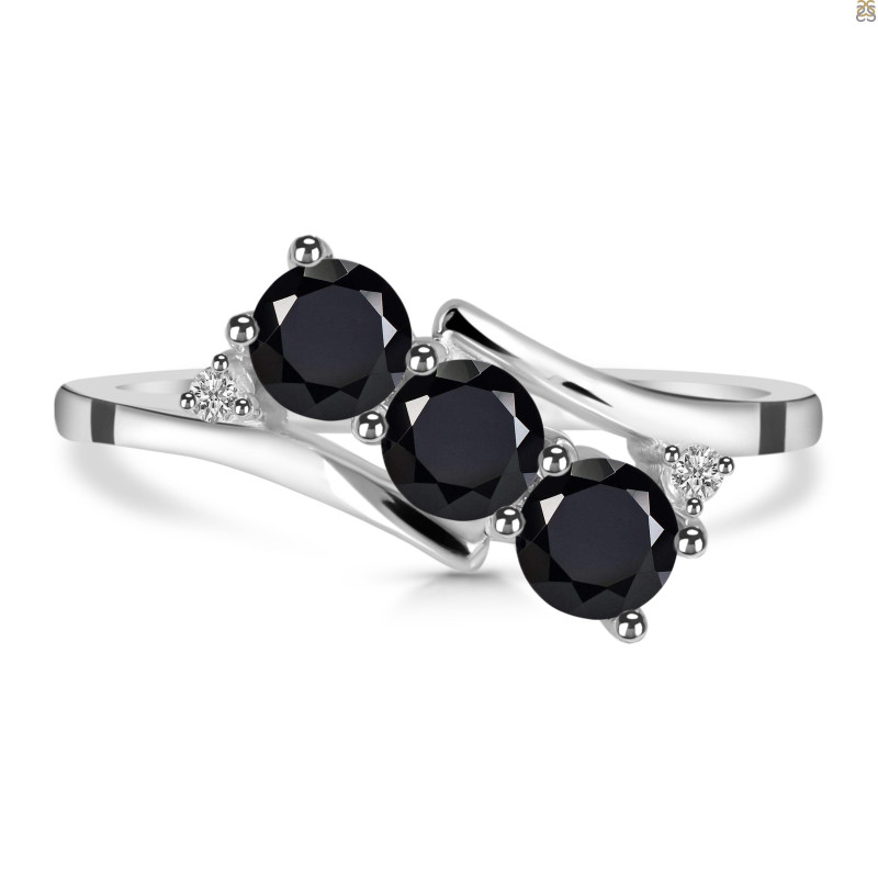 Black Tourmaline & White Topaz Ring BLS-RDR-447.