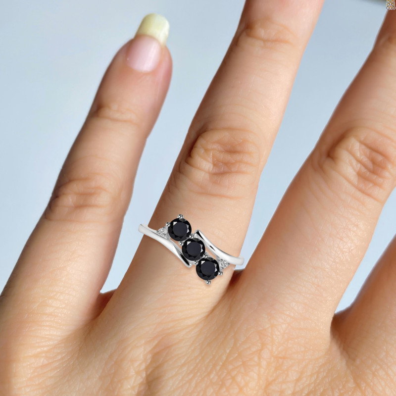 Black Tourmaline & White Topaz Ring BLS-RDR-447.