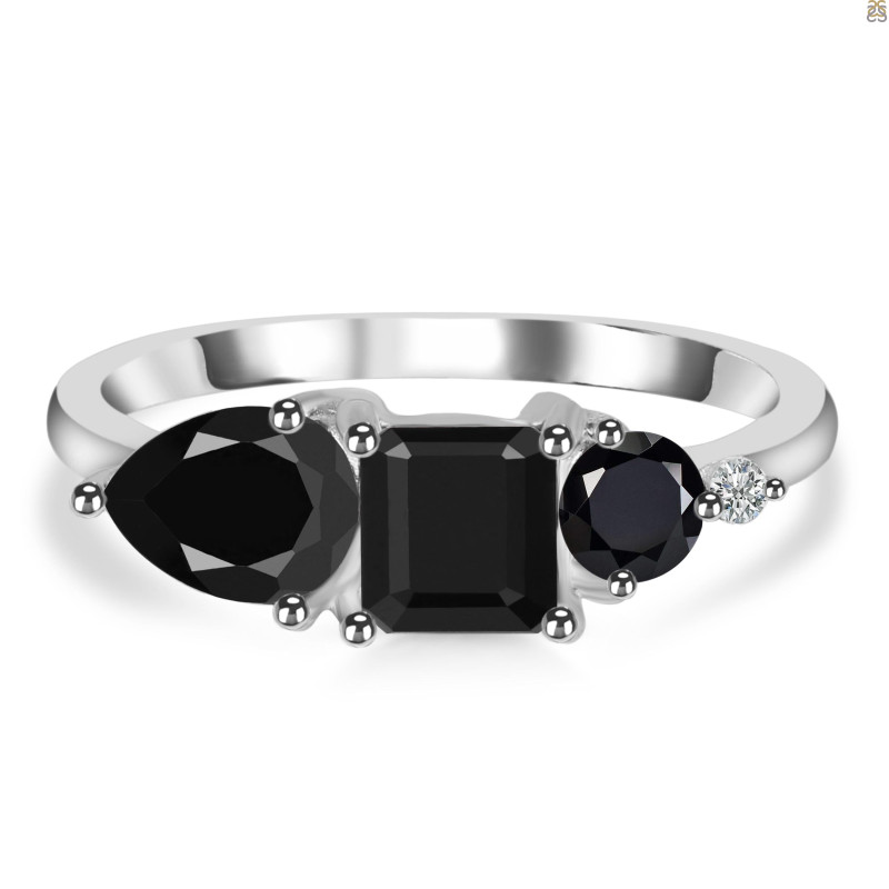 Black Tourmaline & White Topaz Ring BLS-RDR-455.