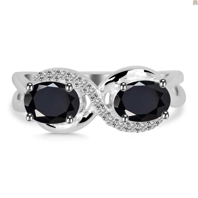 Black Tourmaline & White Topaz Ring BLS-RDR-456.