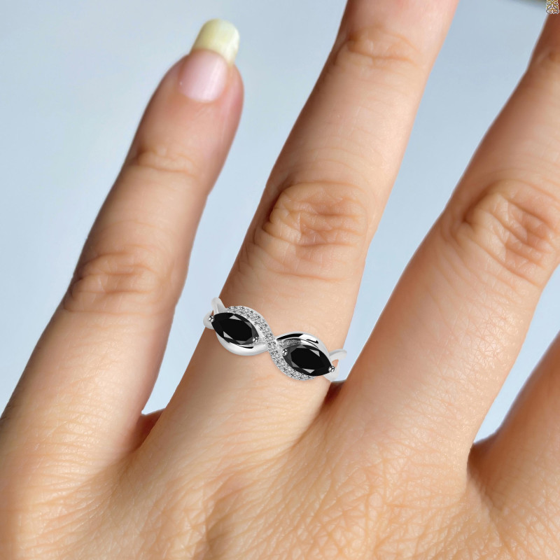 Black Tourmaline & White Topaz Ring BLS-RDR-461.