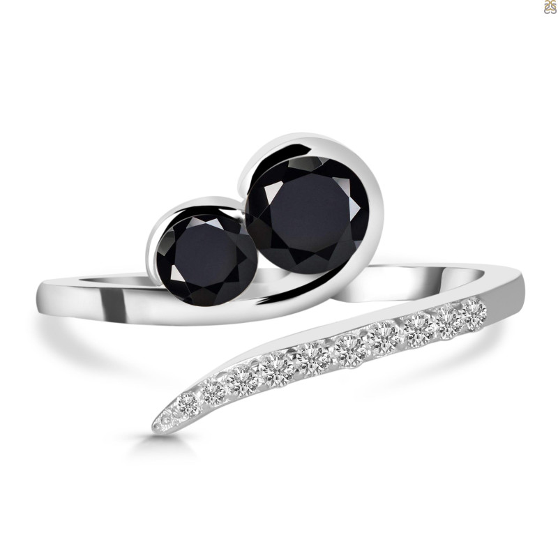 Black Tourmaline & White Topaz Ring BLS-RDR-470.