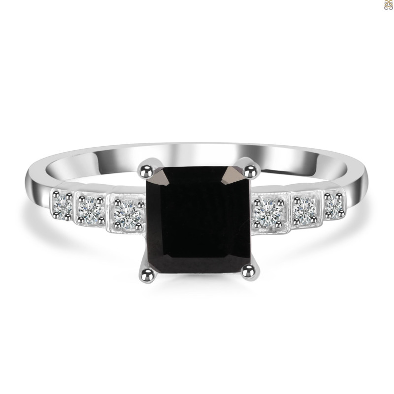 Black Tourmaline & White Topaz Ring BLS-RDR-472.