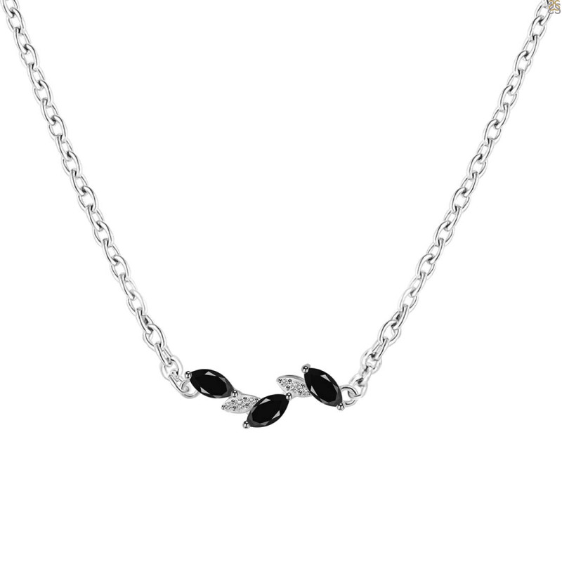 Black Tourmaline & White Topaz Necklace BLS-RDN-460.