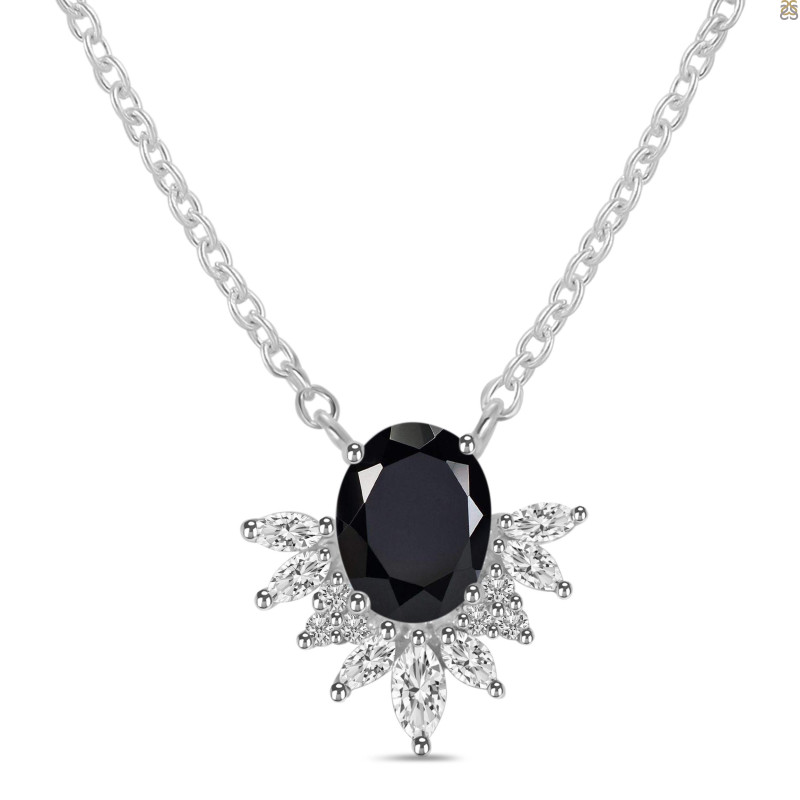 Black Tourmaline & White Topaz Necklace BLS-RN-72.