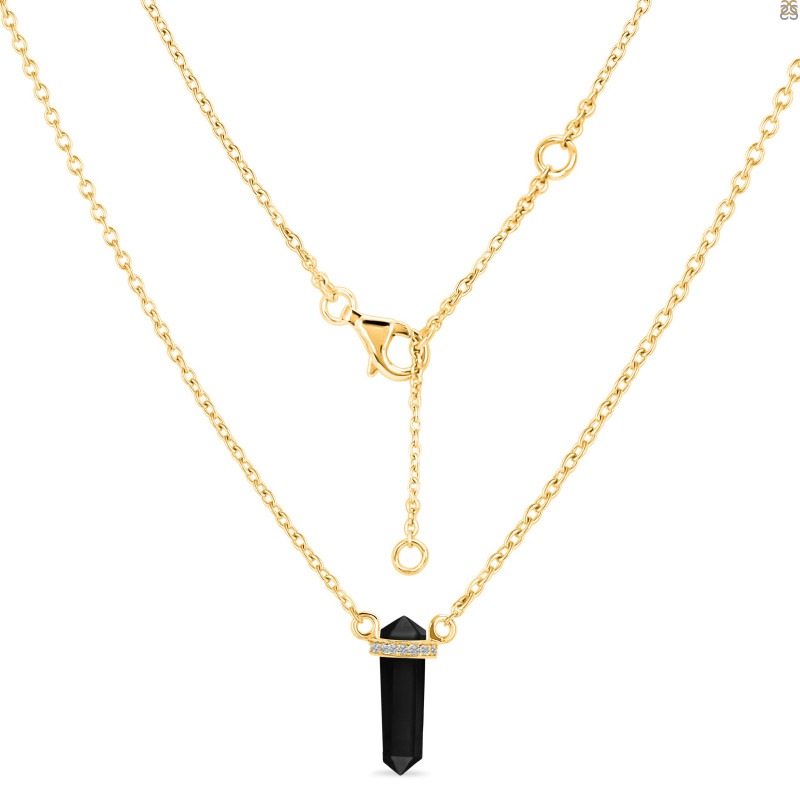 Black Tourmaline & White Topaz Pencil Necklace BLS-RN-84.