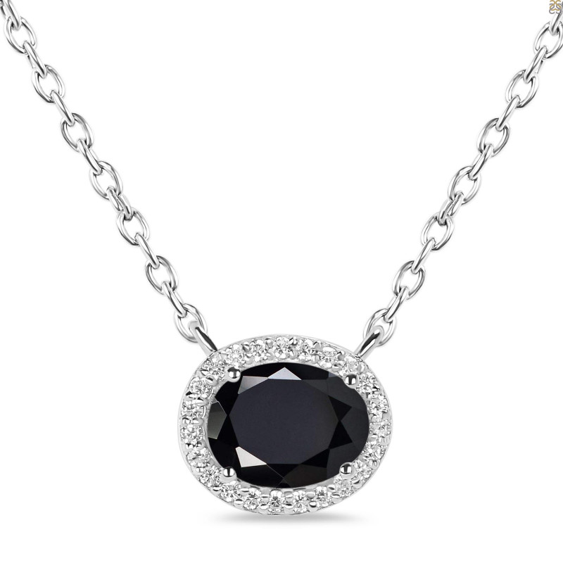 Black Tourmaline & White Topaz Necklace BLS-RN-85.