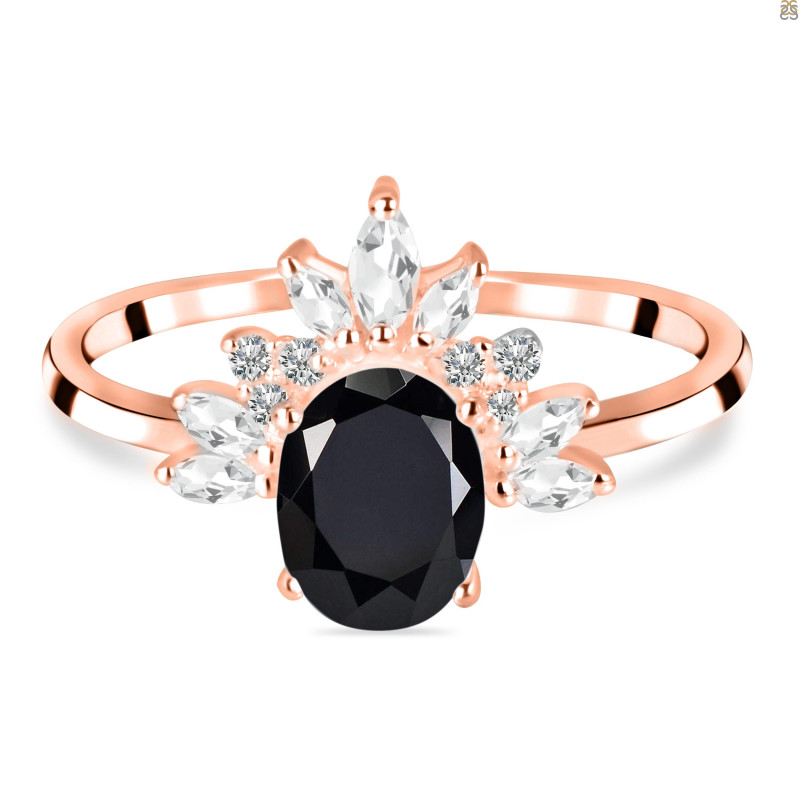 Black Tourmaline & White Topaz Ring BLS-RR-405.