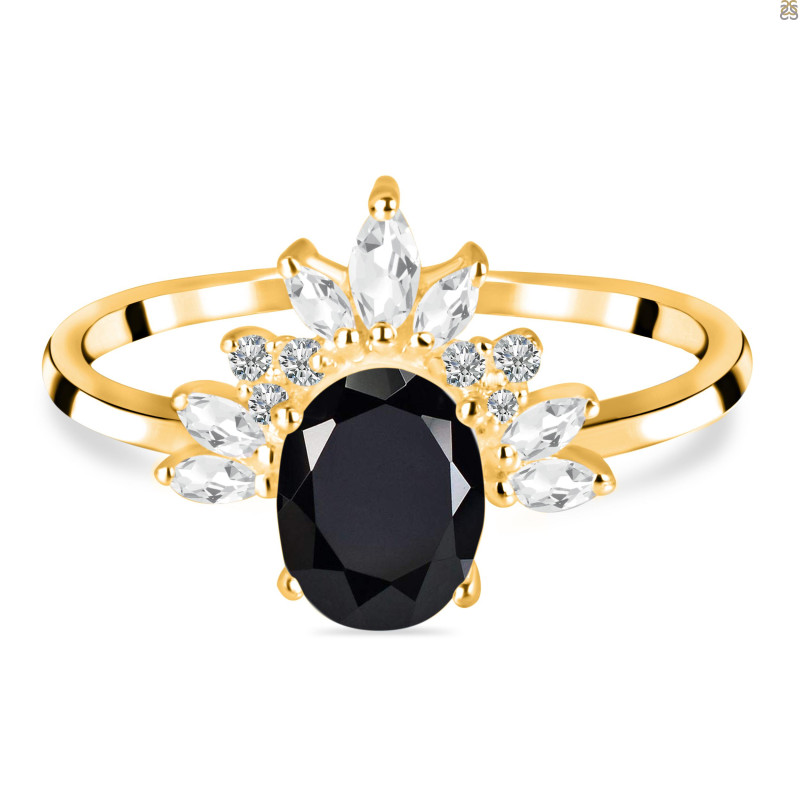 Black Tourmaline & White Topaz Ring BLS-RR-405.