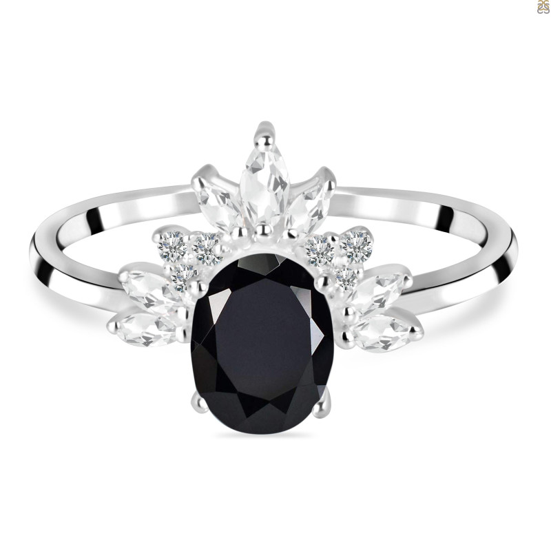 Black Tourmaline & White Topaz Ring BLS-RR-405.