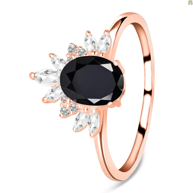 Black Tourmaline & White Topaz Ring BLS-RR-405.
