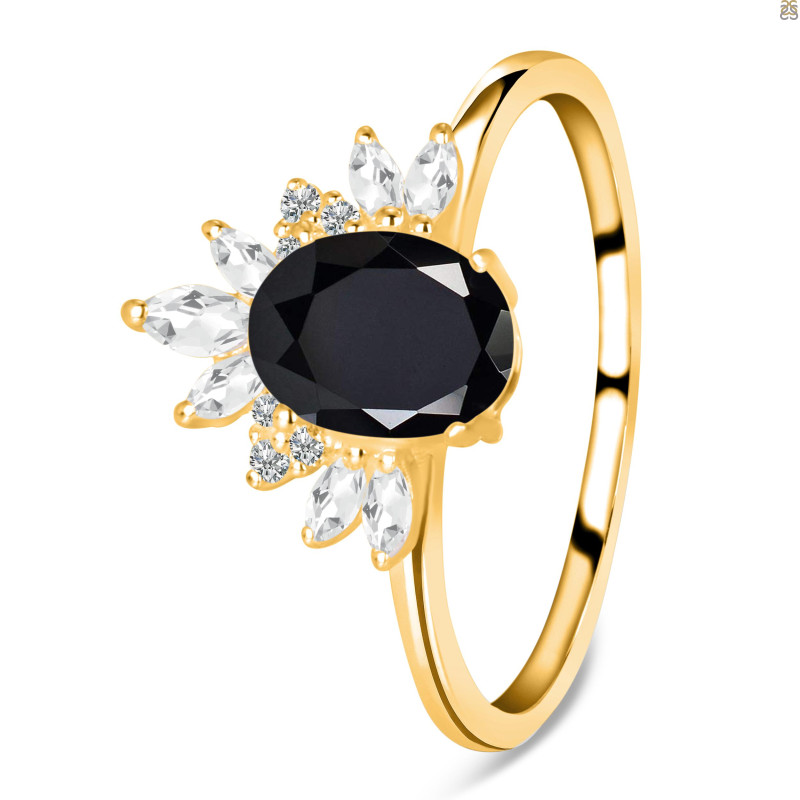 Black Tourmaline & White Topaz Ring BLS-RR-405.