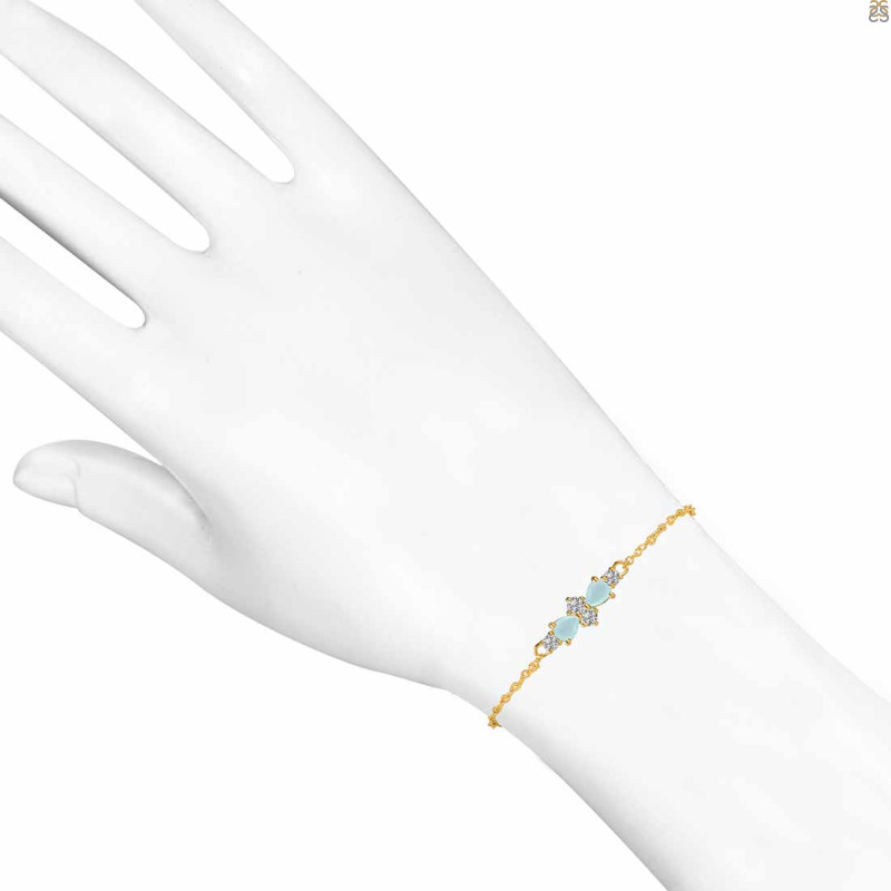 Blue Chalcedony & White Topaz Bracelet With Adjustable Camera Lock BLX-RDB-146.