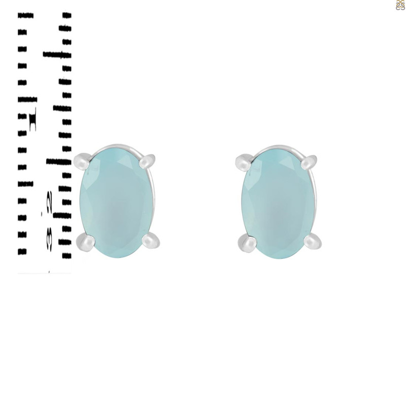 Blue Chalcedony Stud Earring BLX-RDE-1154.