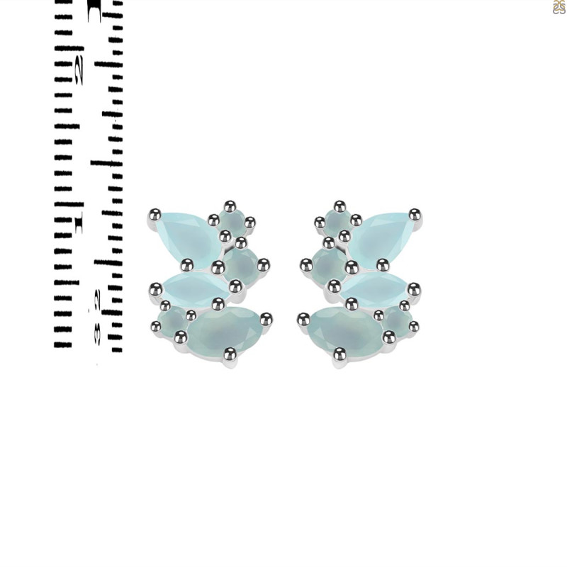 Blue Chalcedony Stud Earring BLX-RDE-1261.