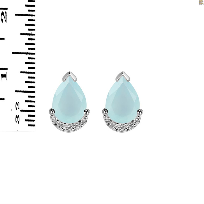 Blue Chalcedony & White Topaz Stud Earring BLX-RDE-1262.