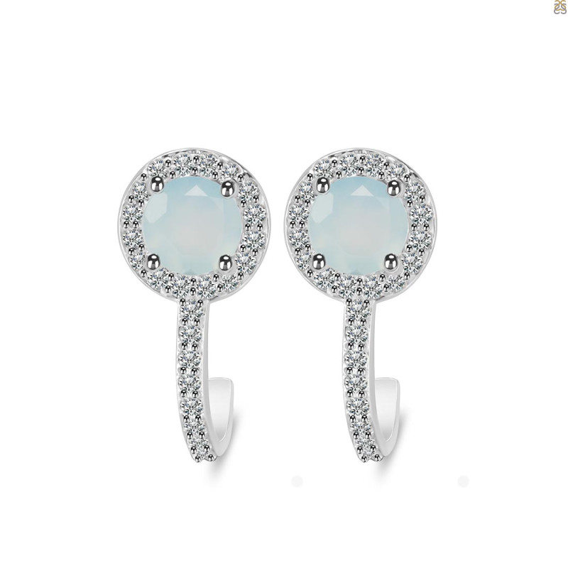Blue Chalcedony & White Topaz Stud Earring BLX-RDE-1264.