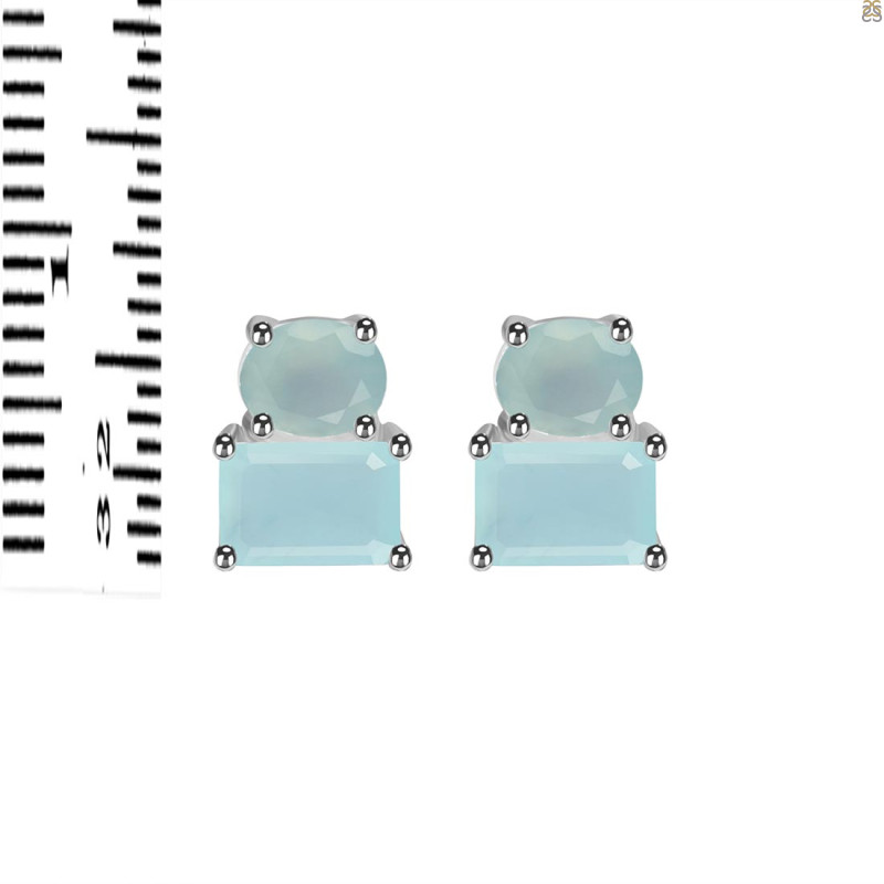Blue Chalcedony Stud Earring BLX-RDE-1267.