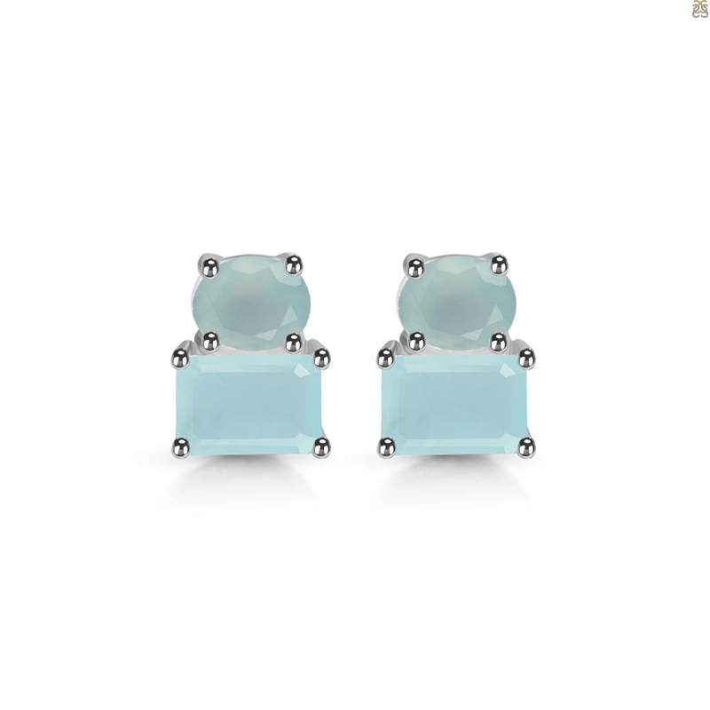 Blue Chalcedony Stud Earring BLX-RDE-1267.