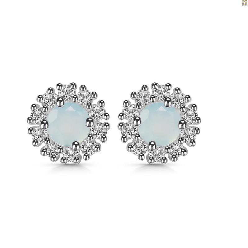 Blue Chalcedony & White Topaz Stud Earring BLX-RDE-1268.